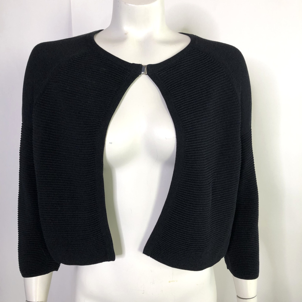Hugo Boss Cropped XS/S? NO TAG Women's Clasp Knit Cardigan Sweater Black MINT
